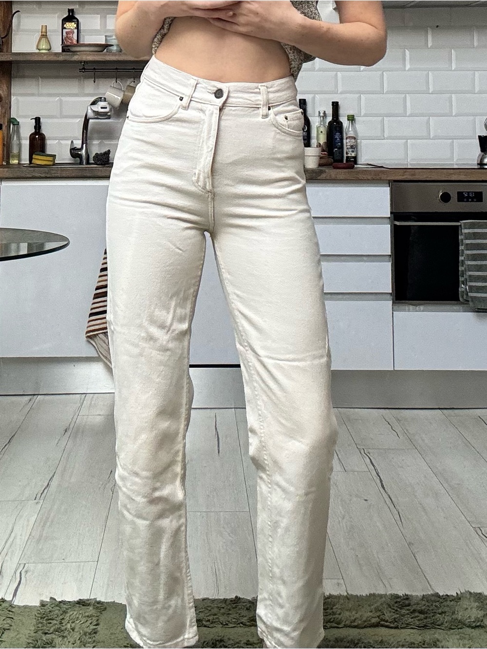 High-Waist Straight Leg American Vintage Jeans in Ivory